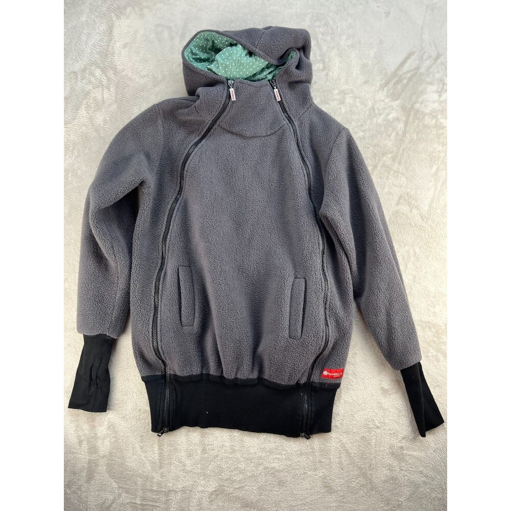 AGNESH Sweater Womens Medium Gray Long Sleeve Zip Up Hoodie Winter Thump Hole